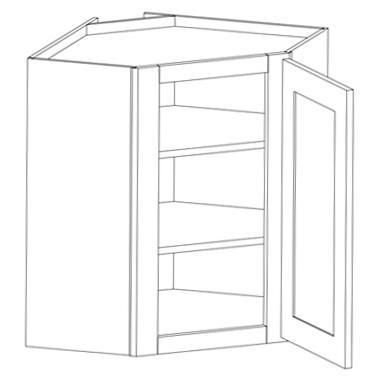 GRAY SHAKER- Diagonal Corner Wall Cabinet ( 24W x 24W x 12D)
