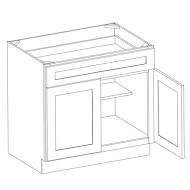 BLACK SHAKER- Top Drawer & double Door Base Cabinet (34-1/2H x 24D)