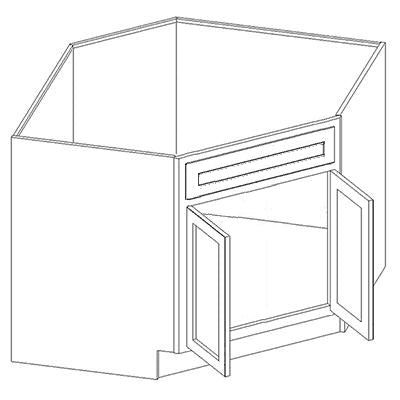 WHITE SHAKER- Corner Sink Base Cabinet (34-1/2H x 24D)