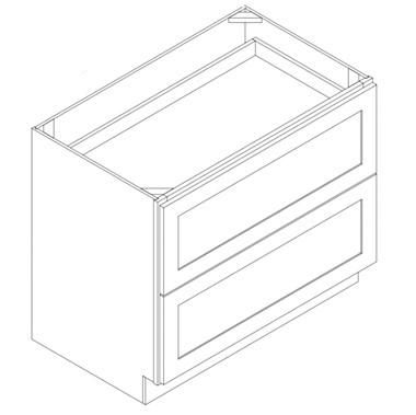 WHITE SHAKER- Double Drawer Cabinet (34-1/2H x 24D)