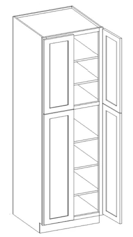 WHITE SHAKER- 4 Door Pantry Cabinet (24D)