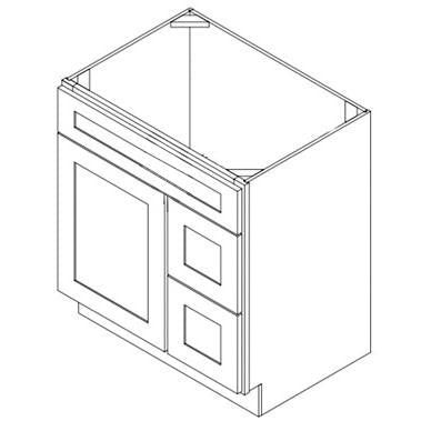 Vanity Combo 1 Door 2 Right Drawers Cabinet 
