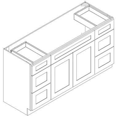 Vanity Combo 2 Doors 6 Drawers Cabinet 