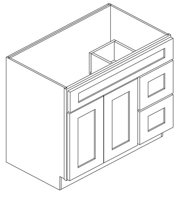 BLACK SHAKER- Sink & L/R Drawer Vanity Combo (34-1/2Hx21D)