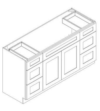 OAK SHAKER- Center Sink & Drawer Vanity Combo (34-1/2H x 21D)