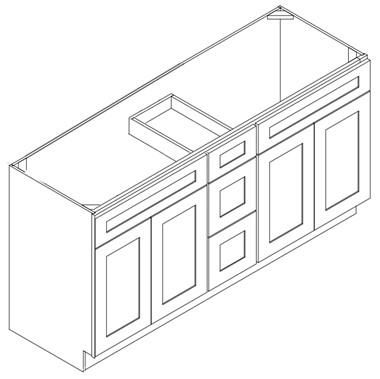 GRAY SHAKER- Double Sink & Drawer Vanity Combo (34-1/2H x 21D)